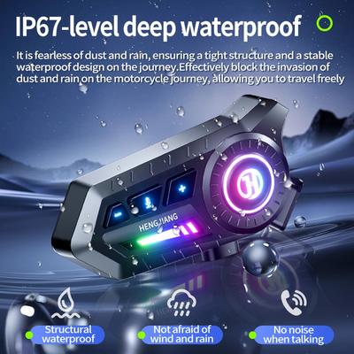 Motorrad Bluetooth 6.0 Helm Headset 1000mAh Moto Kopfhörer Motorrad Freisprech-Funkkopfhörer mit Umgebungslicht
