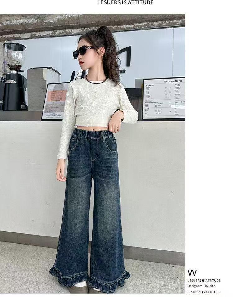 Weitbeinige Jeans und Hosen für Mädchen - Frühjahrs-/Herbstkollektion für mittelgroße und große Kinder.