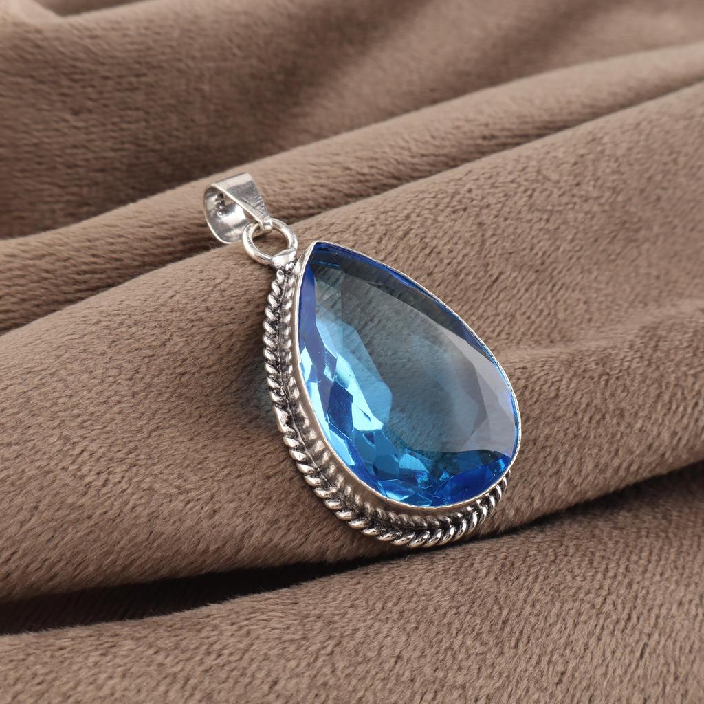 Tanzanite Gemstone Silver Pendant 1.8" , 925 Sterling Silver Jewelry, Partywear Pendant For Women, Anniversary Gift For Her PP-65-9