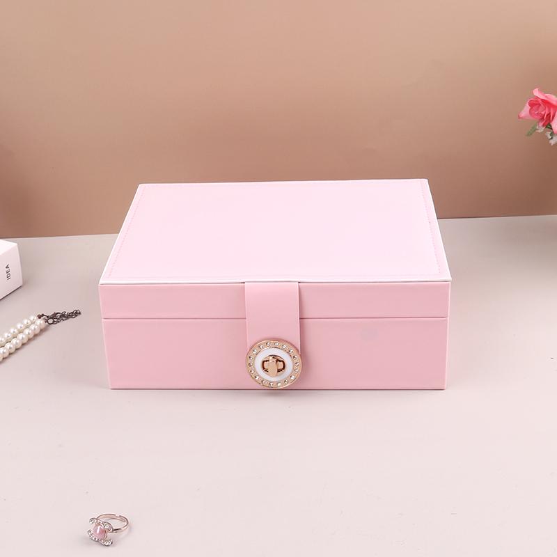 PU Leather Jewelry Storage Box with Clear Flip Lid Double Layer Drawer Organizer for Earrings Ring Necklace Display Jewelry Case