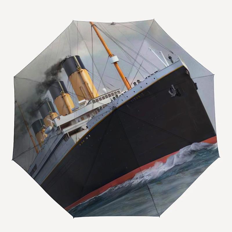 

1PC Ship on the sea Ocean Pattern Small Travel Compact Windproof Umbrella, Automatic Folding Umbrella, Automatic Open/Close ,Gift-89