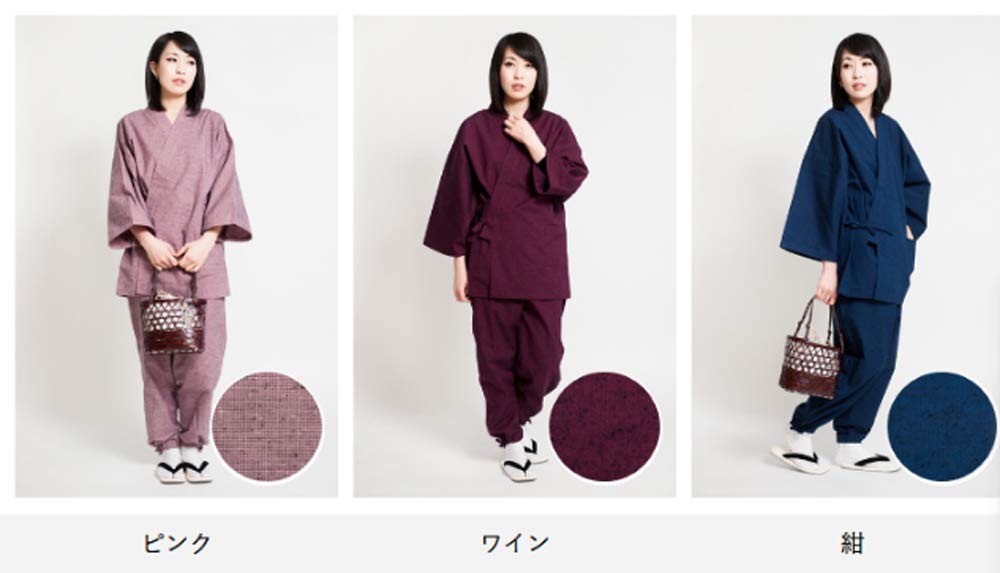 Tayutaf Women's Samue Kimono, Made in Japan, Year-Round Wear, Stylish, Washable, Kurume Cotton, Rokka/ROCCA (L, Navy)