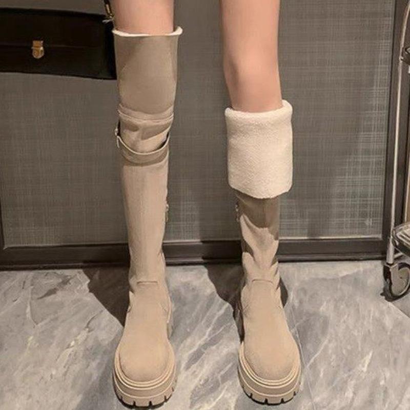 Женские высокие сапоги на платформе — фото 5