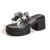 Thick-soled Small Fragrant Sandals Women's 2025 Summer New Outer Slippers Fashionable Versatile 8cm Thick Heel Height-increasing Women's Shoes