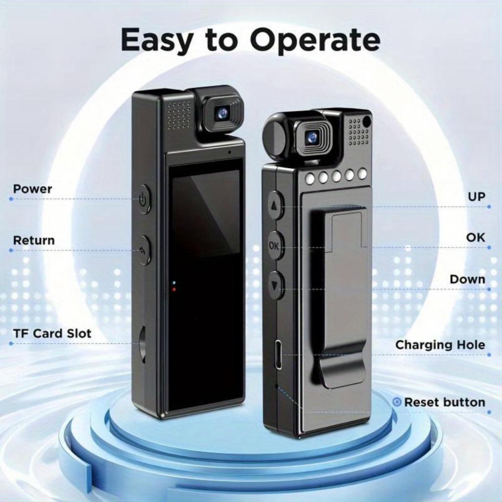 Smart Recorder - 1080P High Definition Körperkamera, drehbares Objektiv, tragbare Taschenkamera, Geschenk (SD-Karte nicht enthalten)