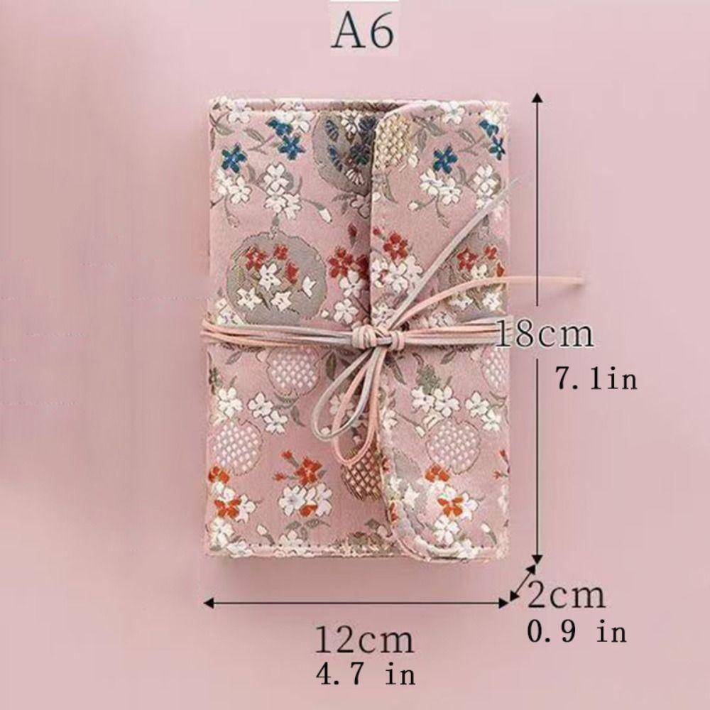 Notizbuch mit Blumenstoff im chinesischen Stil, leeres Raster, Büronotizbuch, Loseblatt-Notizbuch, Schreibwaren