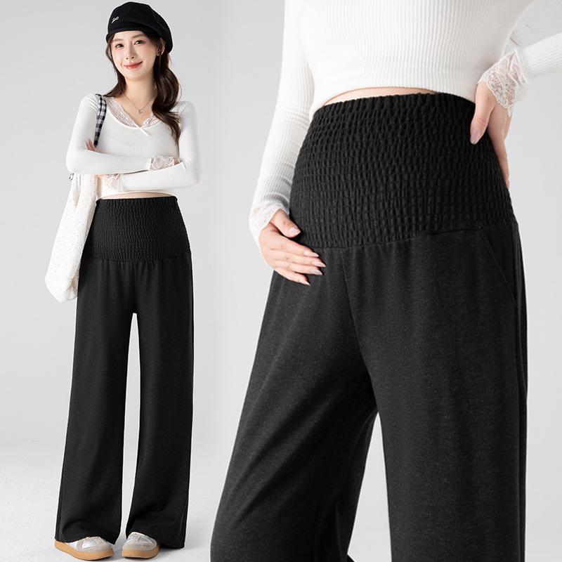 

Casual Spring & Autumn Maternity Wide-Leg Pants - Soft, Non-Tight Fit, No Belly Support L чёрный