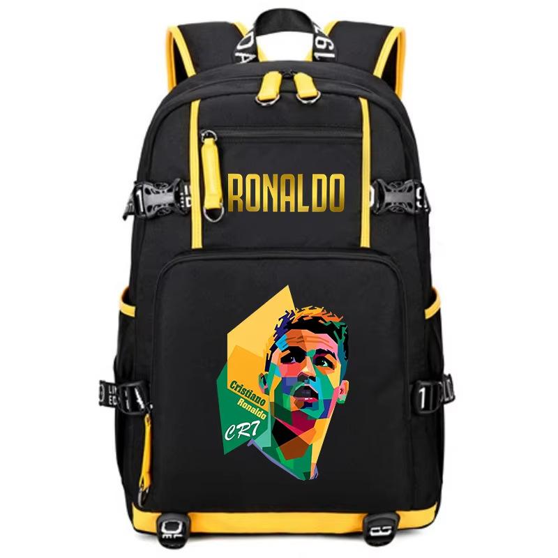 Football Star Peripheral Personality Print Youth Backpack Large Capacity Student Bag