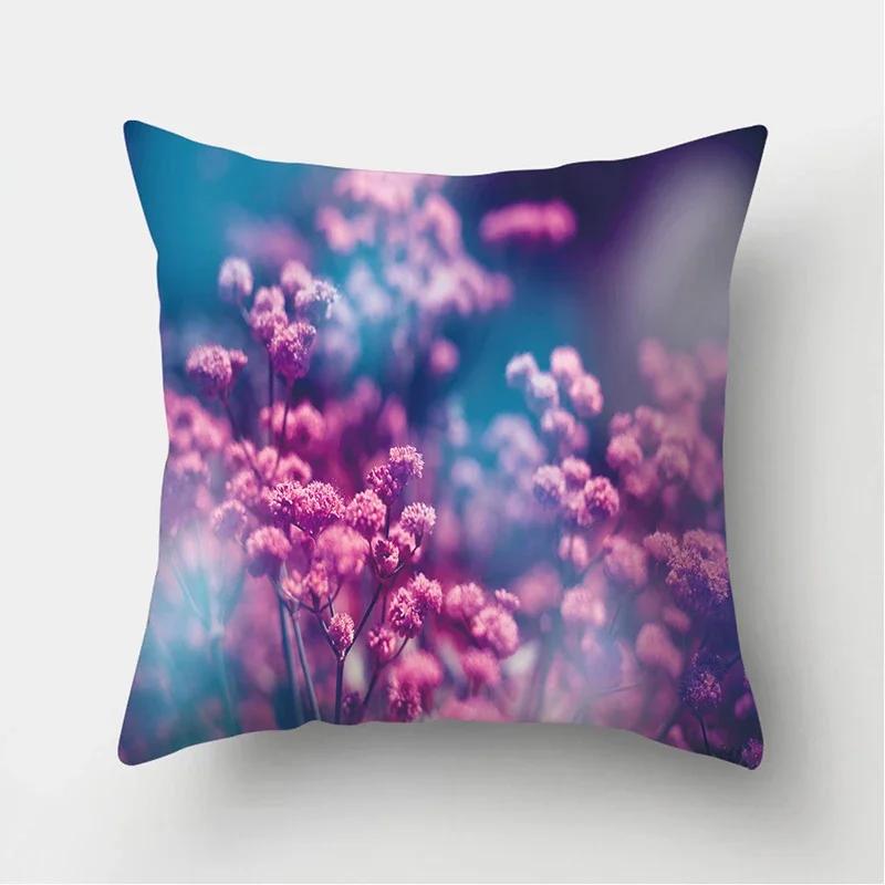 Pink Rose Flower Pattern Decorative Cushions Pillowcase Polyester Cushion Cover Throw Pillow Sofa Decoration Pillowcover 87
