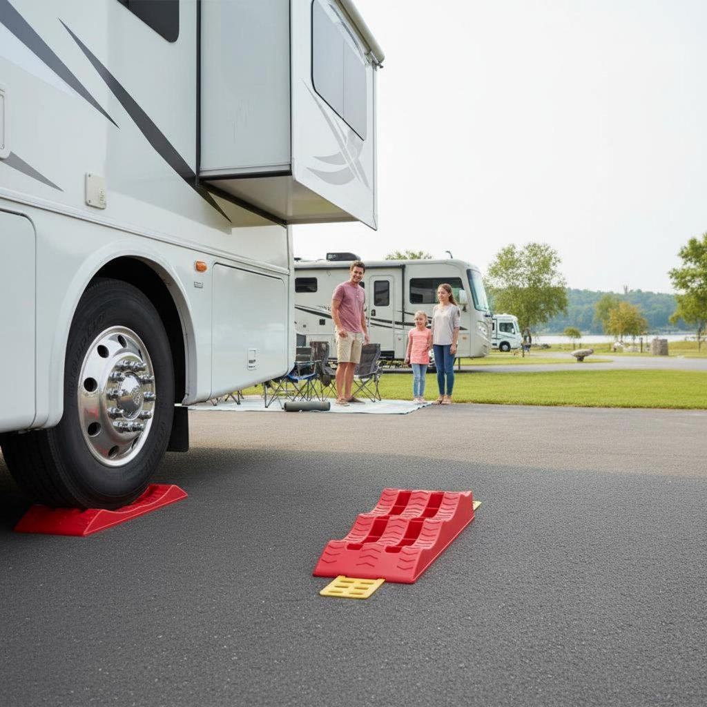2 Pieces RV Leveling Ramp Heavy Duty Anti-Slip Wheel Thickened Design Tire