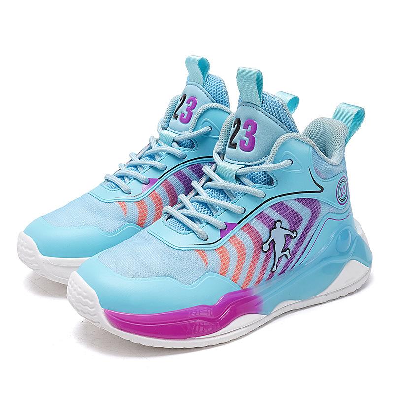 Middle-aged and Older Children and Boys Squeak Professional Combat Breathable Training Shoes Children's Physical Basketball Shoes Sports Shoes Ring
