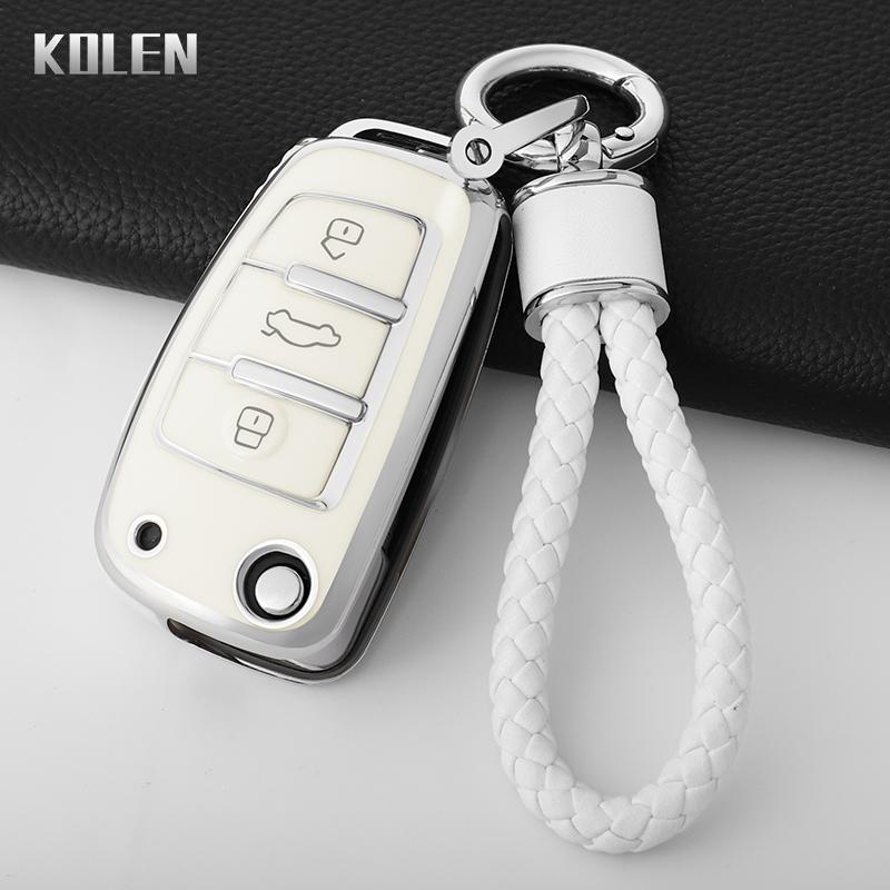 TPU Car Key Case Cover Shell Fob for  C5 C6 R8 A1 A3 A4 A5 A6 A7 Q3 Q5 Q7 S6 B6 B7 B8 8P 8V 8L TT RS RS3 S3 Sline Keychain