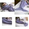 Mermaid Crochet Knit Acrylic Throw Blanket With Grid Pattern For Sofa Decor And Gift Giving
