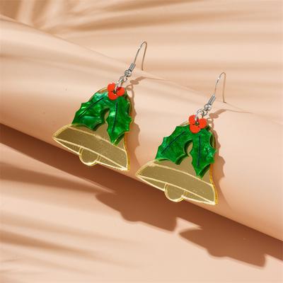 Christmas Bell Mirror Acrylic Earrings Retro Creative European and American Women's Simple Earrings