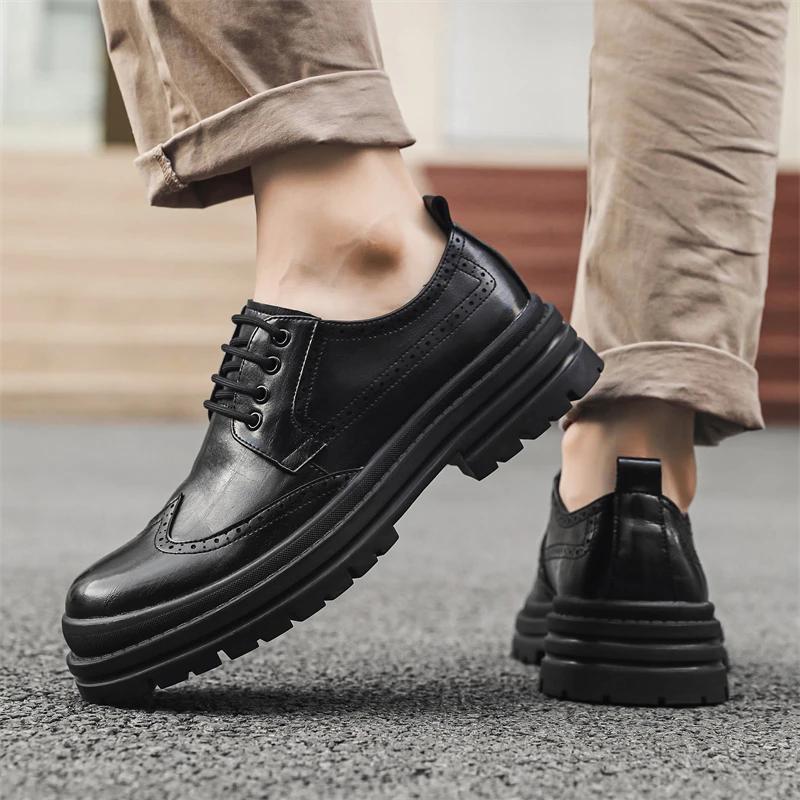 Mens Oxfords Shoes Lace Up High Quality Leather Lace Up Formal Oxfords Footwear Loafers Driving Party Dating Business Work Shoes
