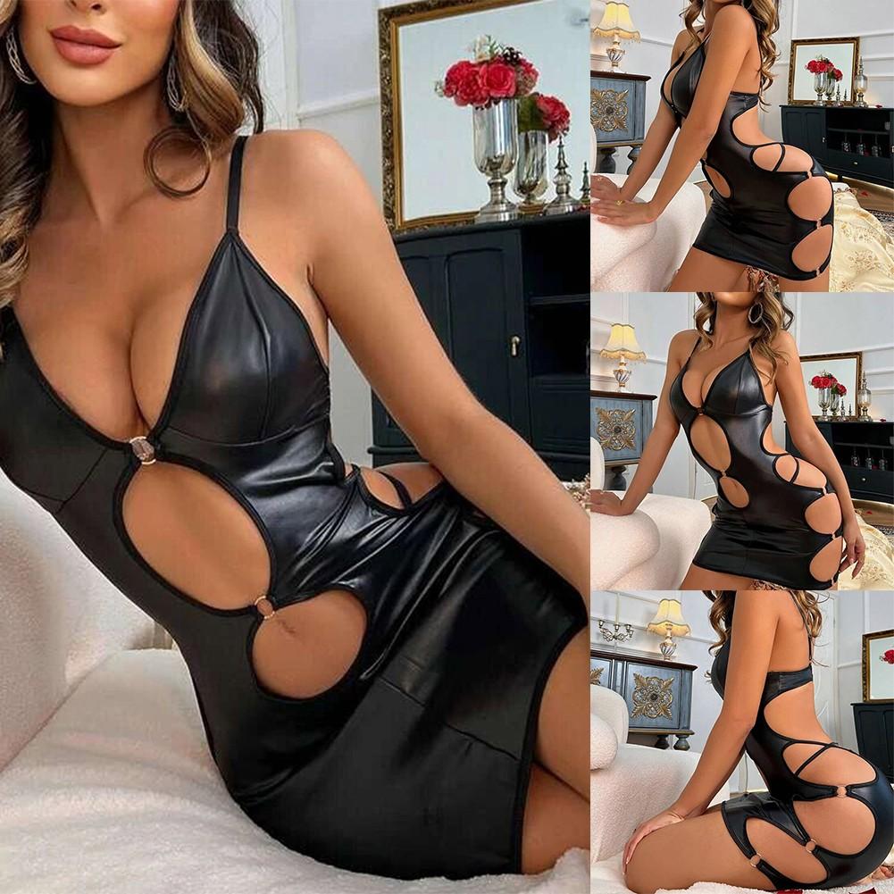 Underwear Robes Bodycon Dress Wetlook Bodysuit Clubwear