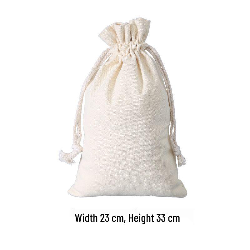 Canvas Drawstring Bag with Printed Logo - Small Linen Storage Bag