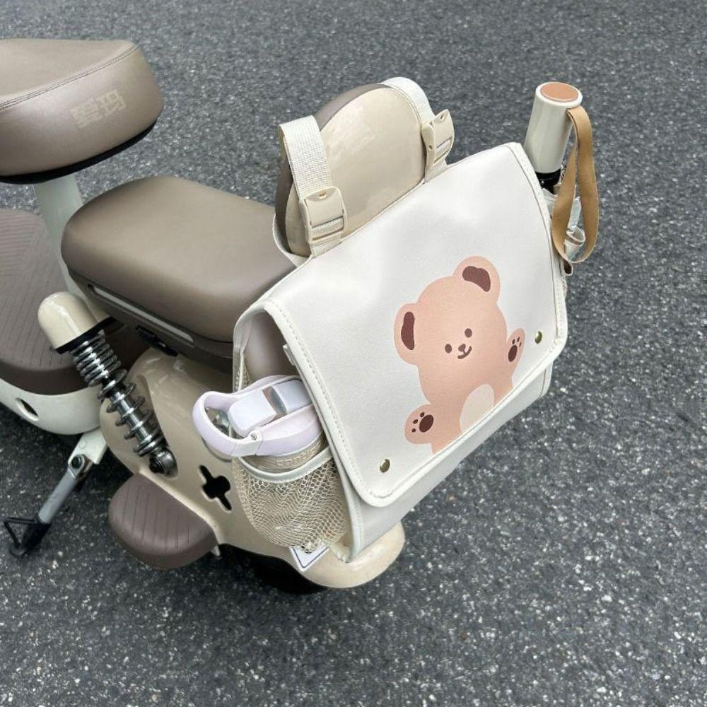 Large-capacity Electric Vehicle Front Storage Bag PU Waterproof Electric Vehicle Hanging Bag Scratch-proof Side Pocket
