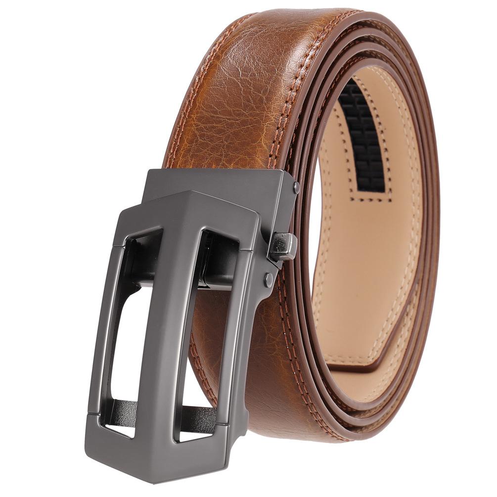1Pcs Business Automatic Buckle Belt Personalized Men'S Belt, Two-Layer Cowhide Ly55-561776-3