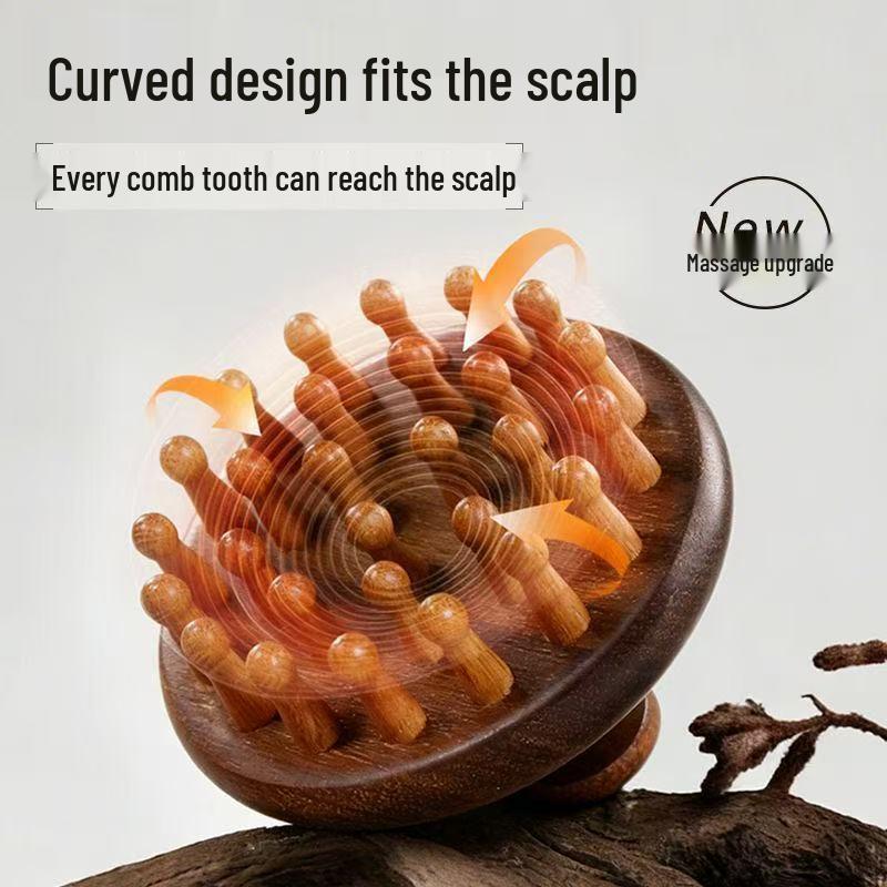 

28-Pin Sandalwood Meridian Massage Comb - Head Acupressure Tool