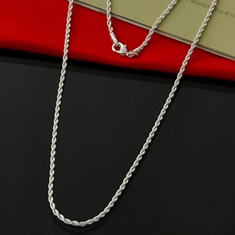 Fashion Unisex Silver Plated Twisted Rope Chain Necklace Delicate Trendy Temperament Classic Jewelry Gift for Women And Girls