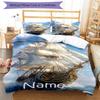 3pcs Custom Name Sailboat Bedding Set Duvet Cover Closure Includes 1 Duvet Cover & 2 Pillowcases, Soft and Comfortable for All Seasons.