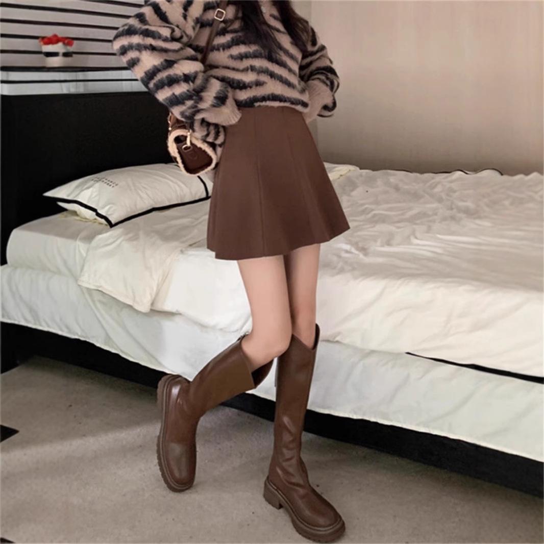 

Woolen High Waist A-Line Skirt for Women, Autumn Winter 2024, Korean Style, Plus Size, Slimming Chic XL [Recommended 59-65 kg]