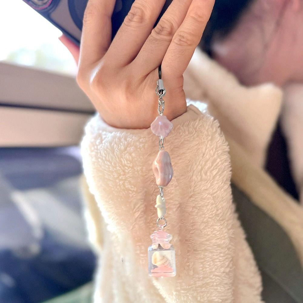 Cute Design Wishing Bottle Hanging Transparent Phone Chain Y2K Keychain Pendant Key Ornament