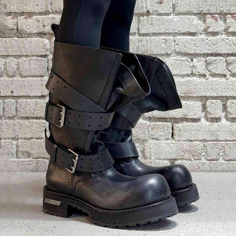 Cowhide version~ Venom leather retro big head tooling boots tall Martin boots women's platform locomotive women's boots