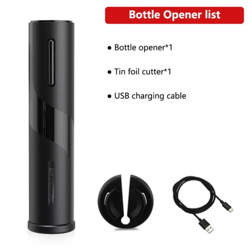 Electric Wine Opener, Rechargeable Automatic Wine Bottle Cork with USB Charging | Holes (Black)