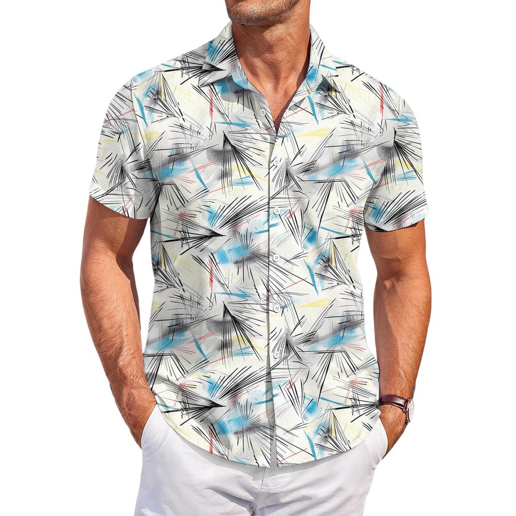 Men's Casual Fashion Printed Short-Sleeve Shirt