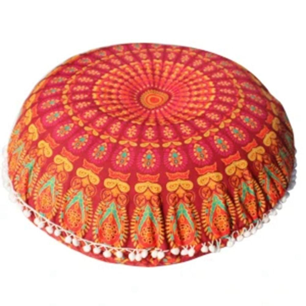 

Bohemian Mandala Round Cushion Cover Boho Printed Pillowcase Floor Pillows Case Home Decoration A