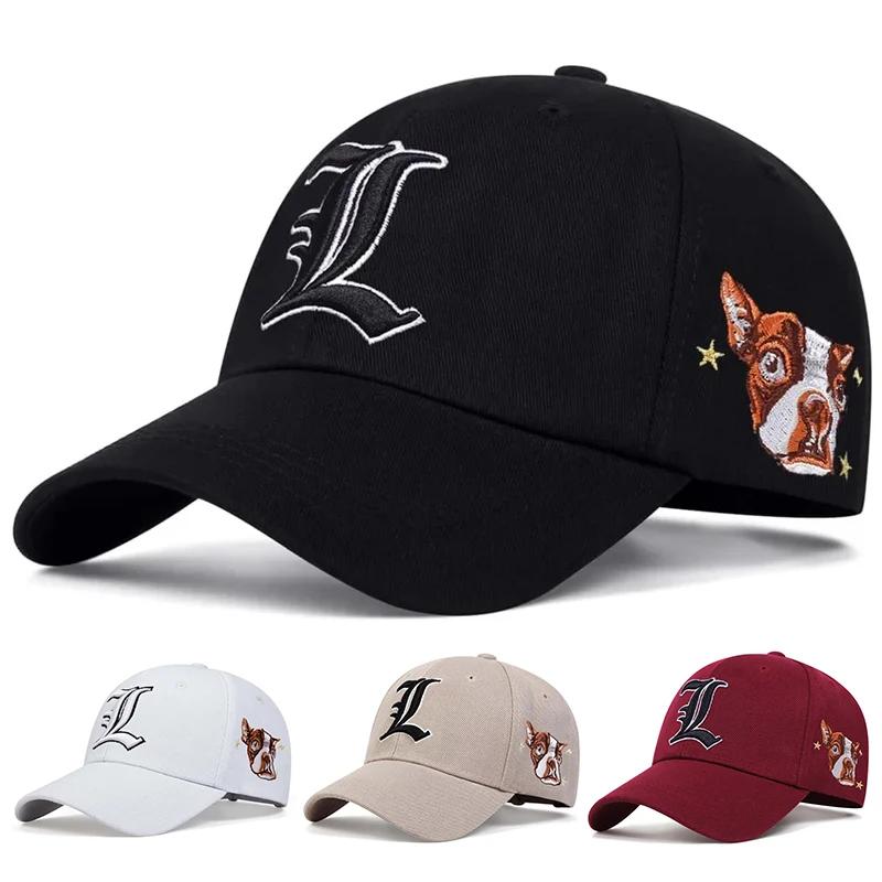 Unisex L Letter Side Dog Head Embroidery Baseball Caps Spring And Autumn Outdoor Adjustable Casual Hats Sunscreen Hat Sports Cap