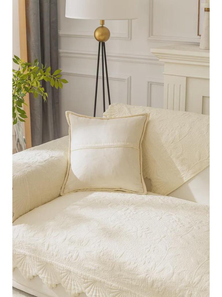 Poduszki na sofę z bawełny pikowanej w stylu kremowym - antypoślizgowe, nowoczesne, całoroczne