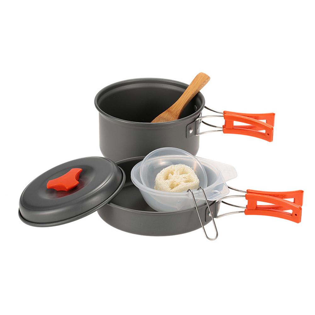 Camping Kochgeschirr Set Outdoor Tragbar Aluminiumlegierung Ds200 Wasserkocher Pfanne Topf Kochset Geschirr Ausrüstung
