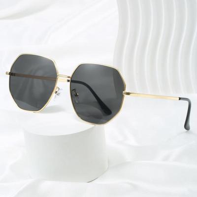 Korean Style Polygonal Aviator Sunglasses: Unisex Metal Frame Sunshade for Driving