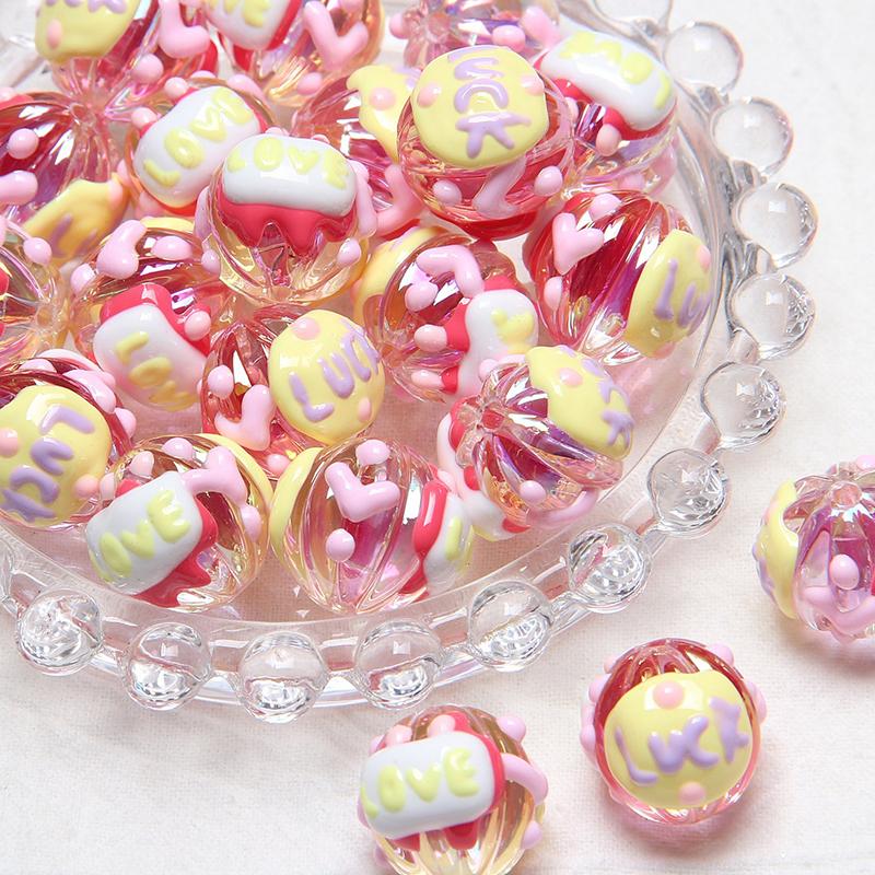 

5 шт., акриловые подвески в виде сердца, любовь, цвета, расписанные вручную, конфеты, разделительные бусины для изготовления ювелирных изделий, браслета, ожерелья, телефонной цепочки