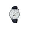 50 Meters Waterproof Quartz Leather Strap for Men and Women White Dial MTP-M100L-7AV
