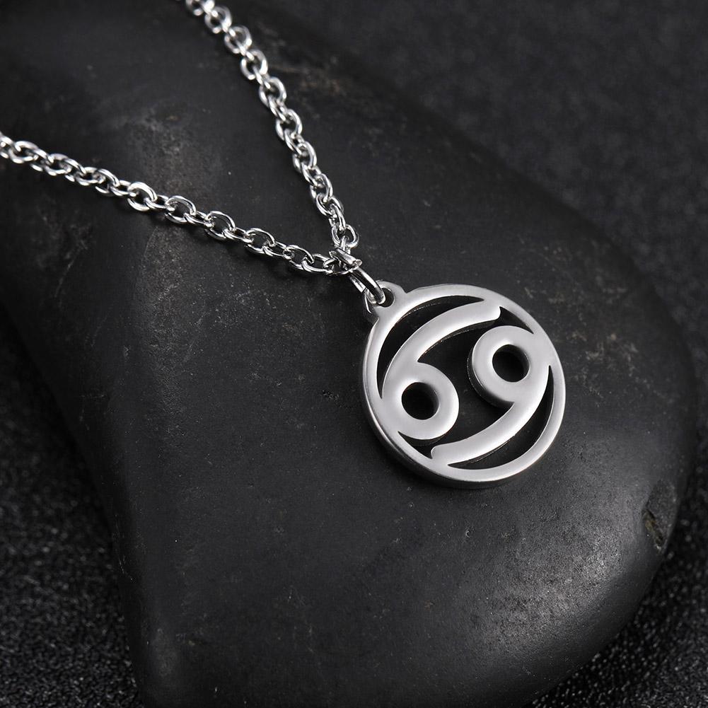 Lemegeton Zodiac Women's Necklace 12 Constellations Stainless Steel Pendant Choke Astrology Aries Leo Ring Jewelry Birthday Gift