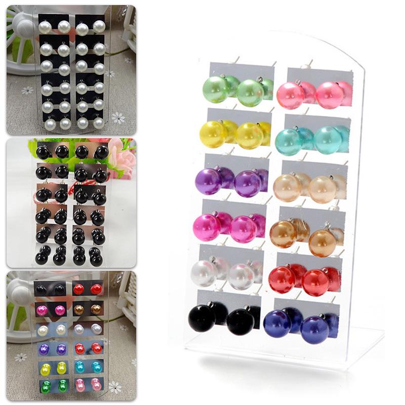 

12Пары/набор Многоцветный искусственный жемчуг серьги Шпильки Серьги Ювелирные наборы Продать хорошо товар