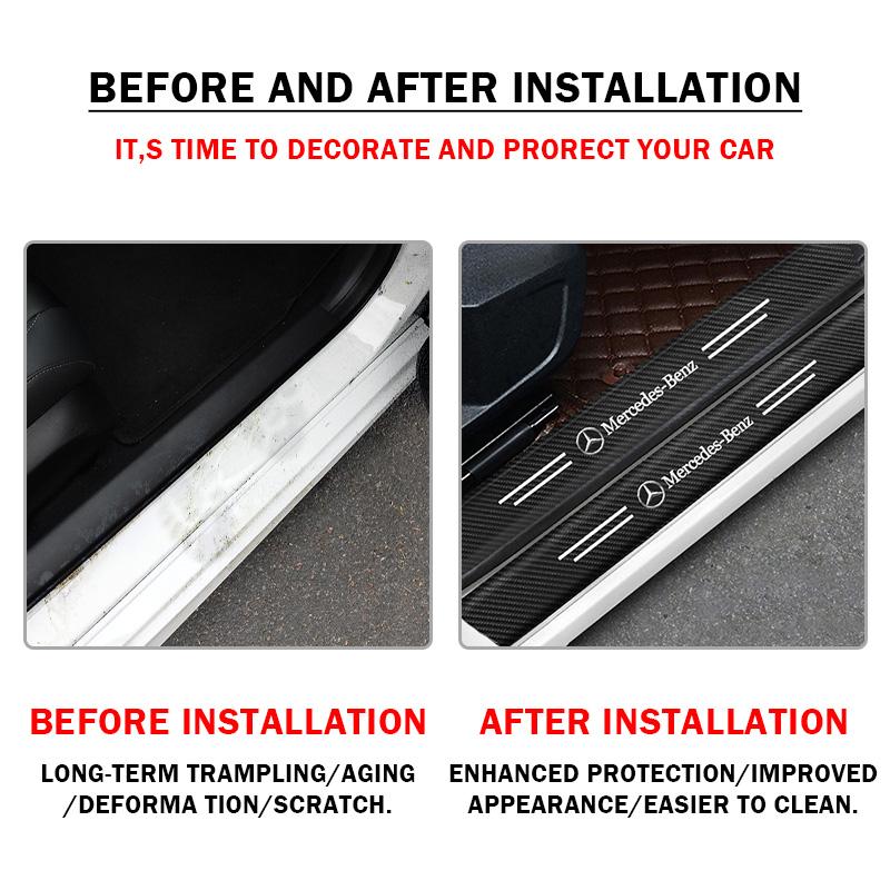 3D Carbon Fiber Car Threshold Protective Film Anti Scratch Stickers Bumper Guard For Mercedes Benz W203 W204 W205 W206 W212 W213 BK1