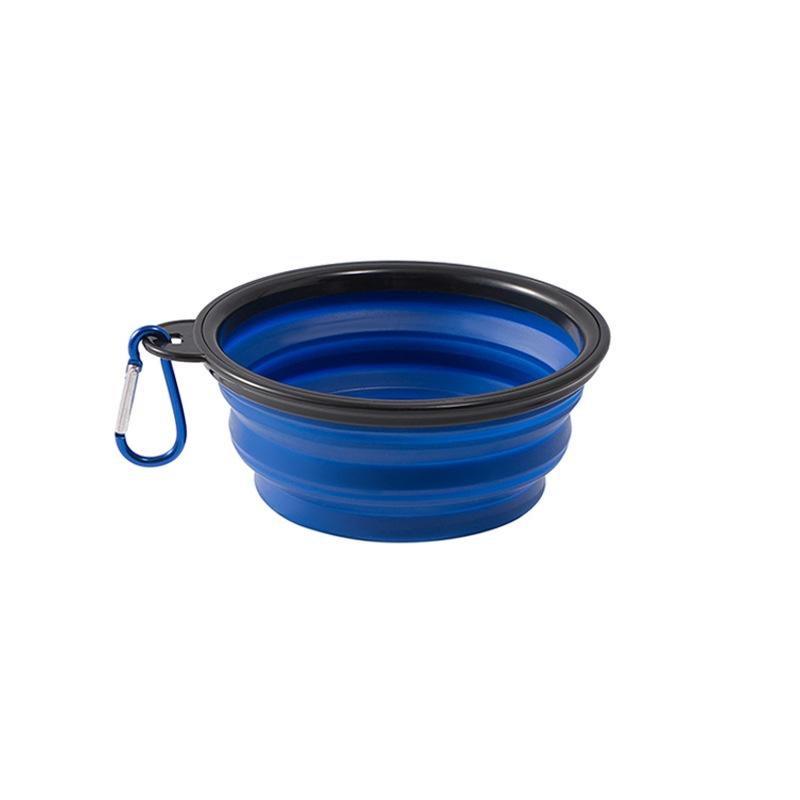 Folding Portable Silicone Dog Feeder Bowl 2-in-1 Pet Dispenser with Carabiner for Outdoor Travel Food And Water Container for Do