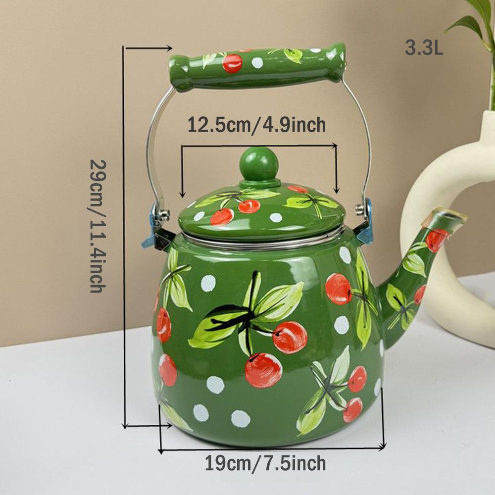 Ethnic style painted enamel pot with strainer, Household coffee pot, Gas induction cooker boiling water kettle, Milk tea pot