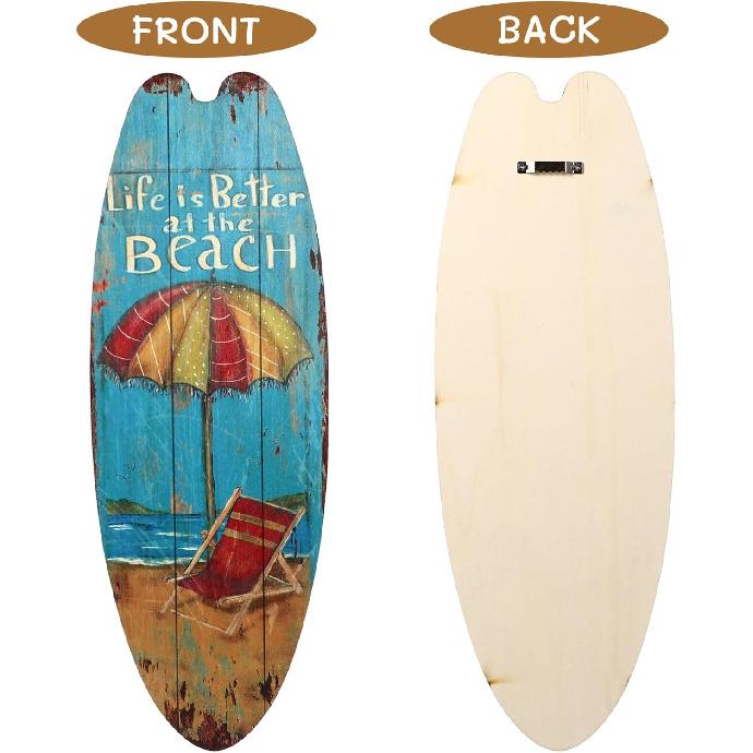 3pcs Plaques Surf for Decorations Home Decors Hanging Decor Decorative Sign Wall Signs Themed Ornament Wood Plaque Board Wooden Surfboard Beach