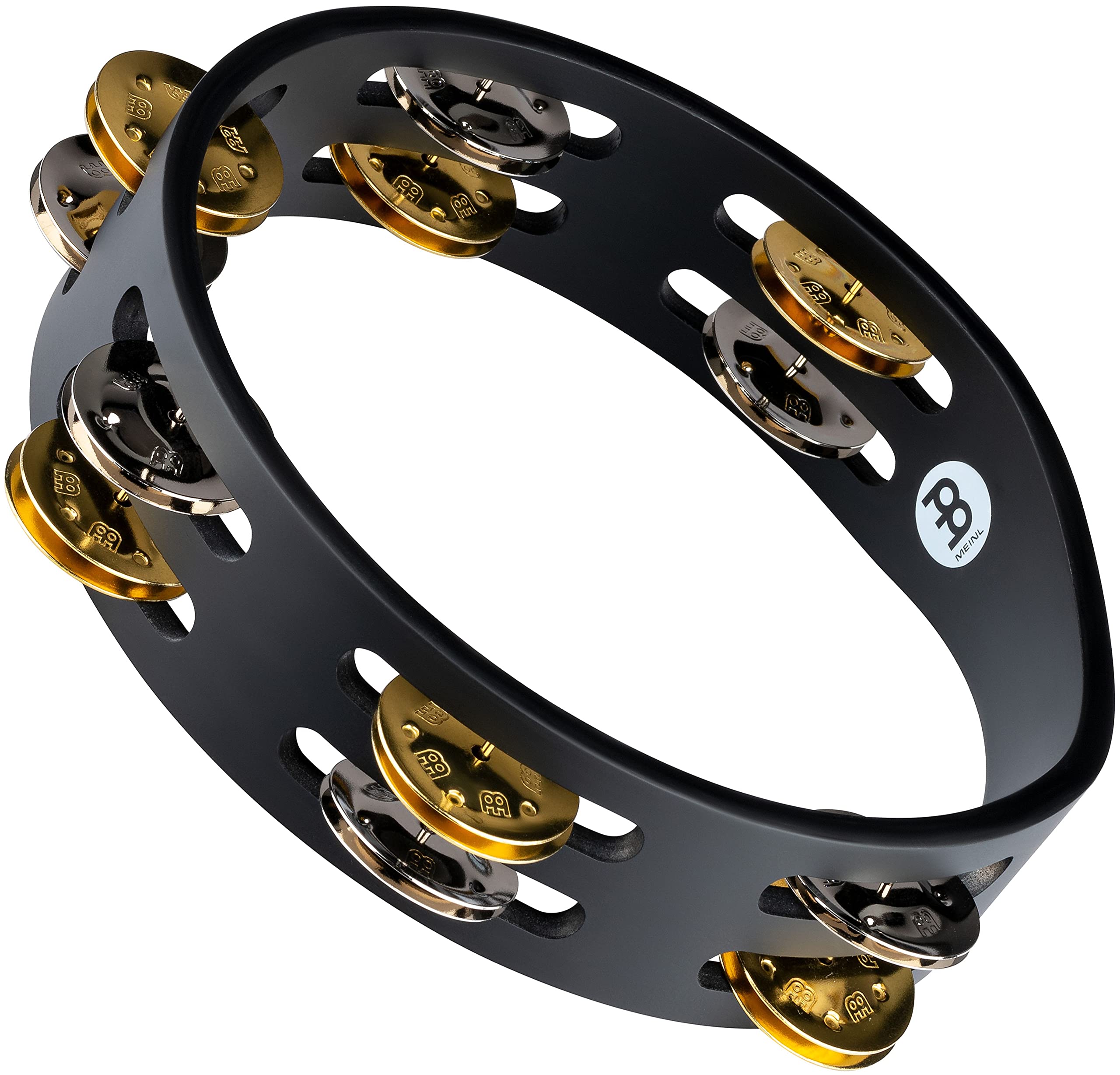 

MEINL Percussion Compact Wood Tambourine, Nickel Plated SteelSolid Brass, Jingles, 2-Row, CTA2M-BK