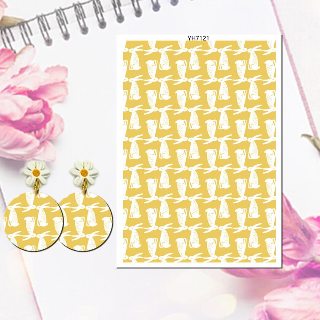 Water Soluble Clay Transfer Sheets Easters Rabbits Colored Eggs Transfer Paper Earrings Making Tool for Jewelry Making