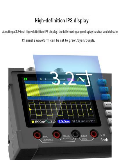 DSO3D12 Dual-Channel Digital Oscilloscope & Multimeter, 120MHz Bandwidth, 500MS/s Sampling