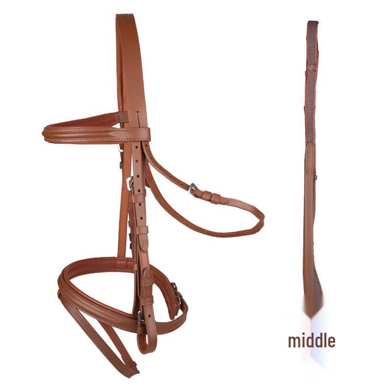 Cowhide Bridle and Reins: Horse Saddle Accessories Equestrian Gear Large Horse светло-коричневого
