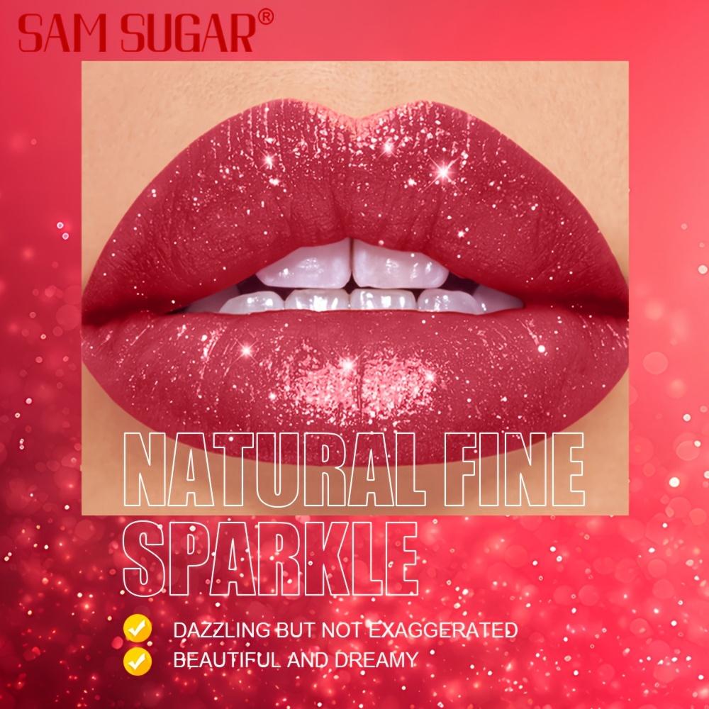 Nude Pink Luxurious Metallic Glitter Lipstick Long-Lasting Waterproof Non-Fade Shimmery Pearl Sparkling Brown Lip Gloss Makeup