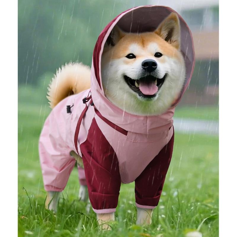 Waterproof Hooded Dog Raincoat with Detachable Hoods Adjustable Pet Rain Jackets For Small To Large Dog Outdoor Activity